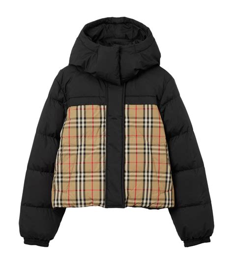 burberry limefield hooded puffer coat|Reversible Check Keswick Puffer Jacket in Sand .